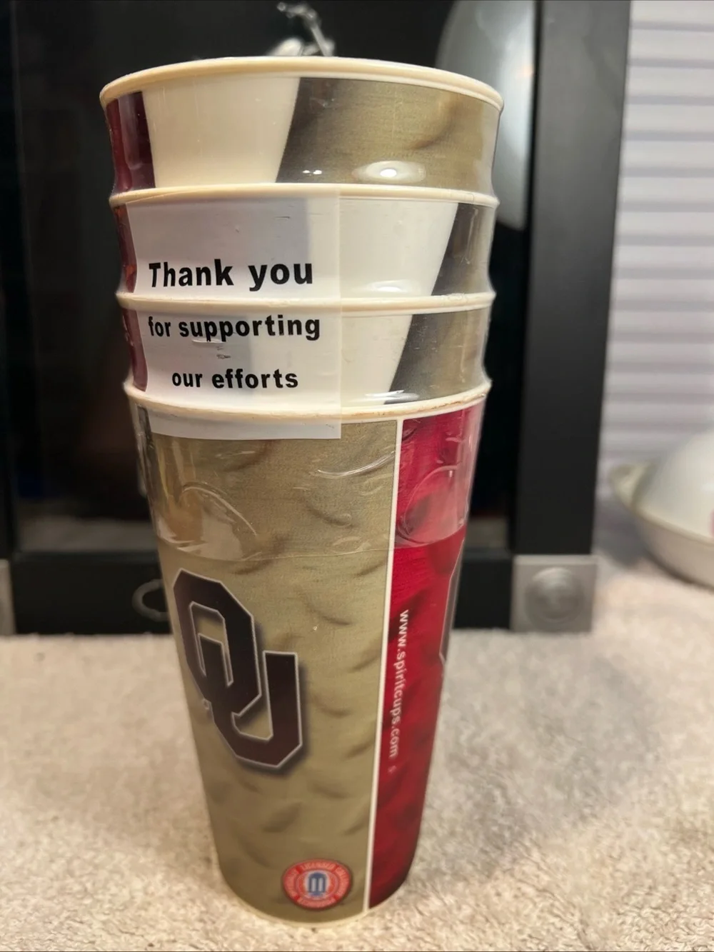 Set of 4 University Of Oklahoma Plastic Cups 3D Holographic Spiritcups NEW